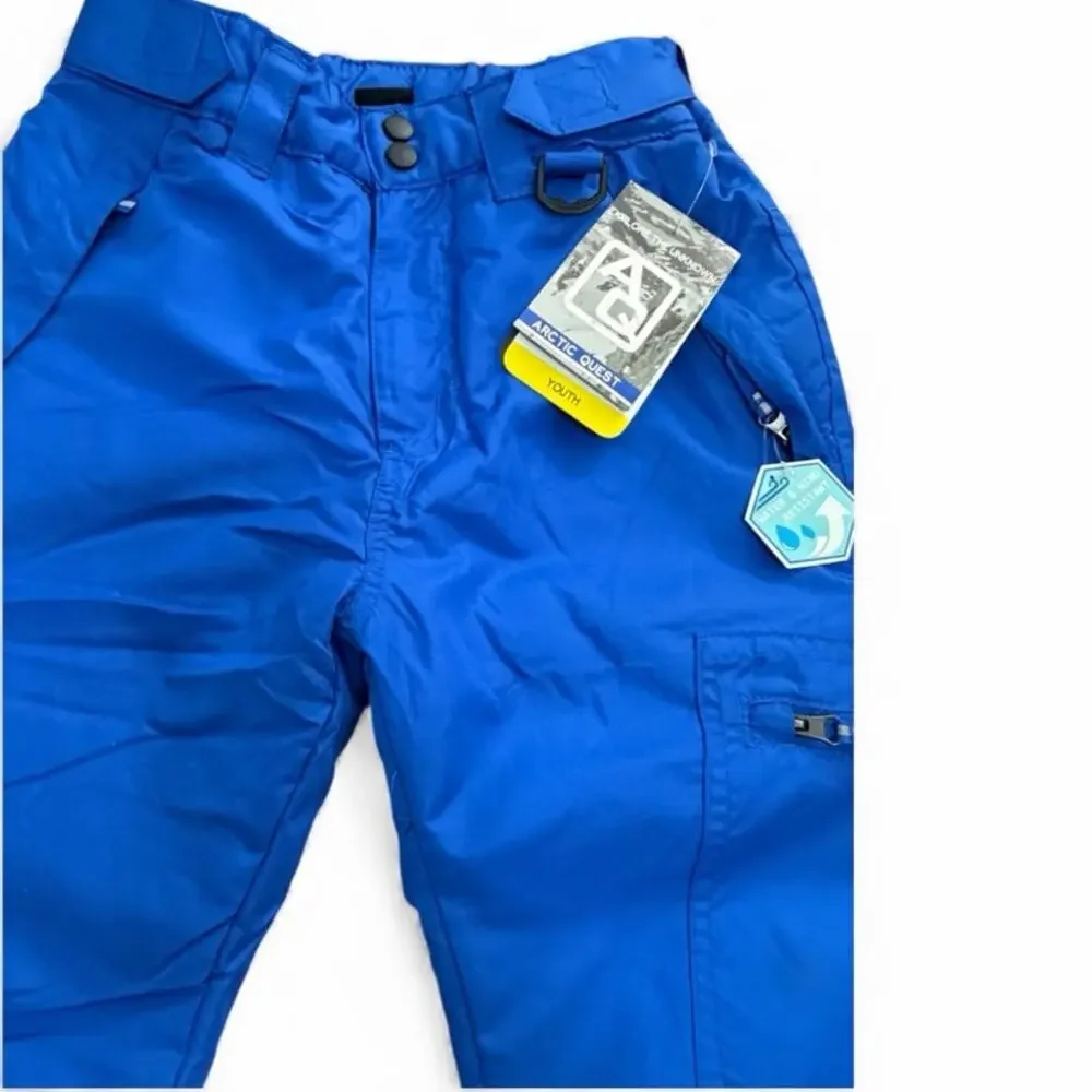 Arctic Quest Snowpants Unisex Youth 7/8 Blue Wind/Water Resistant Pockets